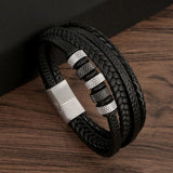 Elevate your style with the Black Samurai Magnetic Leather Cuff Bracelet