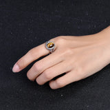 Blossoming Tiger Eye Ring with Silver Petal Detailing