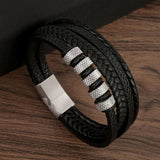 Sleek and stylish Black Samurai Magnetic Leather Cuff Bracelet