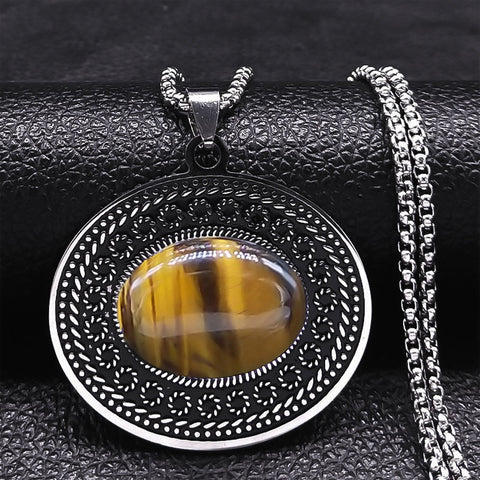 Elegant Tiger Eye Silver Filigree Pendant Necklace for Sophisticated Charm