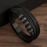 Black Samurai Magnetic Leather Cuff Bracelet