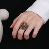 Artisan-crafted Tiger Eye Stone Ring showcasing nature-inspired silver details