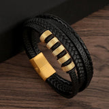 Effortless elegance with the Black Samurai Magnetic Leather Cuff Bracelet