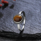 Sophisticated Sterling Silver Tiger Eye Halo Ring for Elegant Style