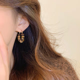 Luxury Golden Tiger Eye Hoop Earrings Perfect for High-End Fashion